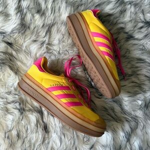 adidas Gazelle Bold Platform Sneakers - Yellow & Hot Pink with Gum Sole